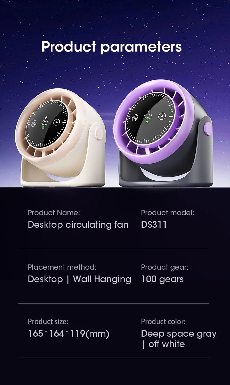 Portable Mini Touch Screen Desk Fan